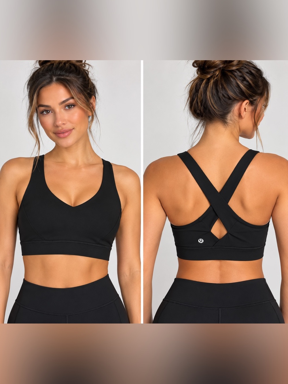 Lululemon Black V-Neck Criss Cross Back Sports Bra